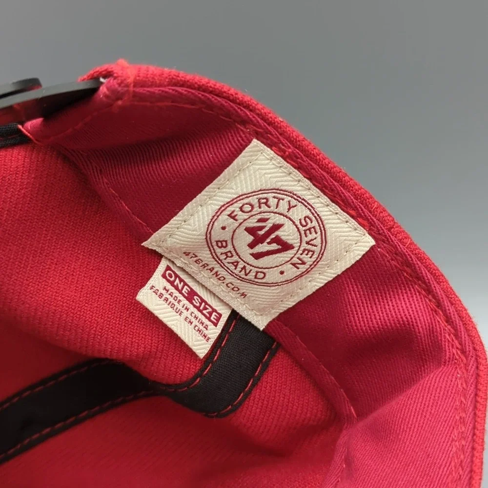 Wisconsin Badgers Hat Cap '47 Brand Block Letter Large Logo Snapback Red OS